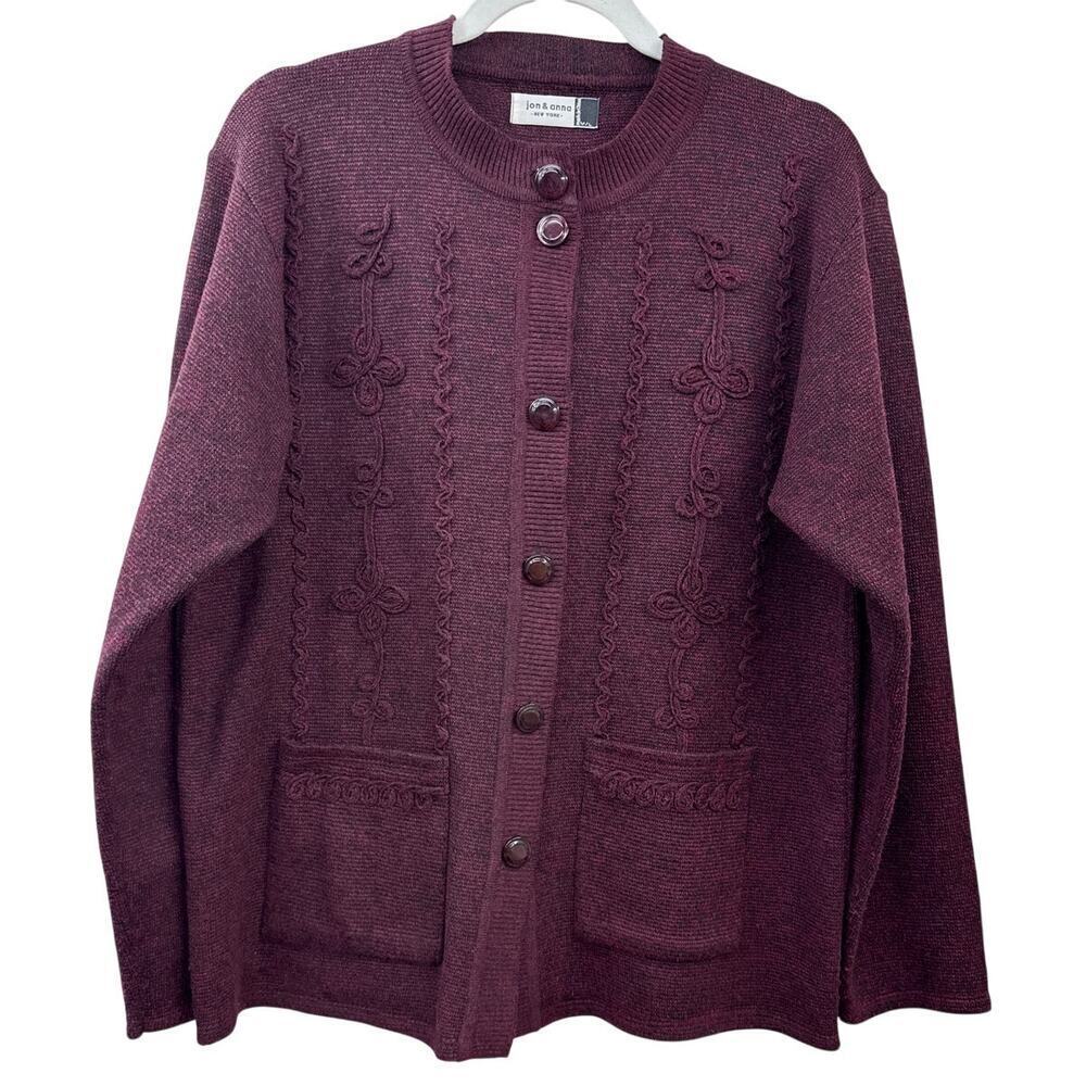 Jon & Anna Knit Sweater Size Medium/Large Button Front Cardigan‎ Stitched Jacket